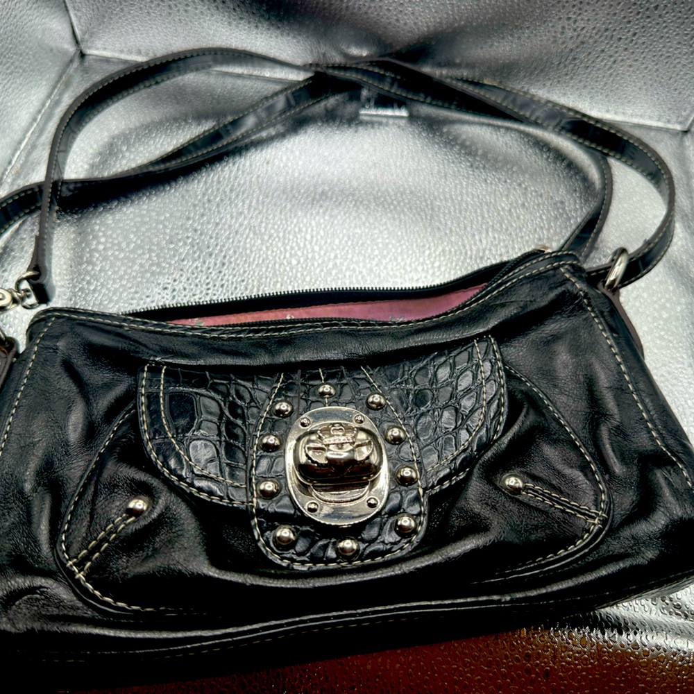 Kathy Van Zealand black crossbody with built- in wallet